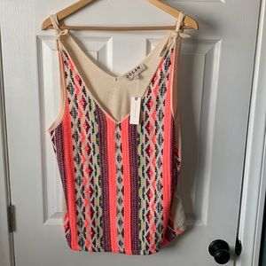 Anthropology Dolan Pink Combo Large Top